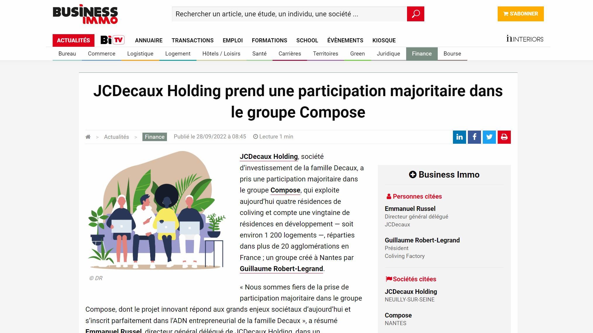JCDecaux Holding prend une participation majoritaire dans le groupe Compose
