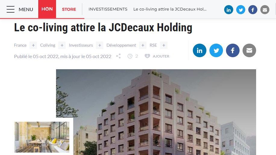 Le co-living attire la JCDecaux Holding