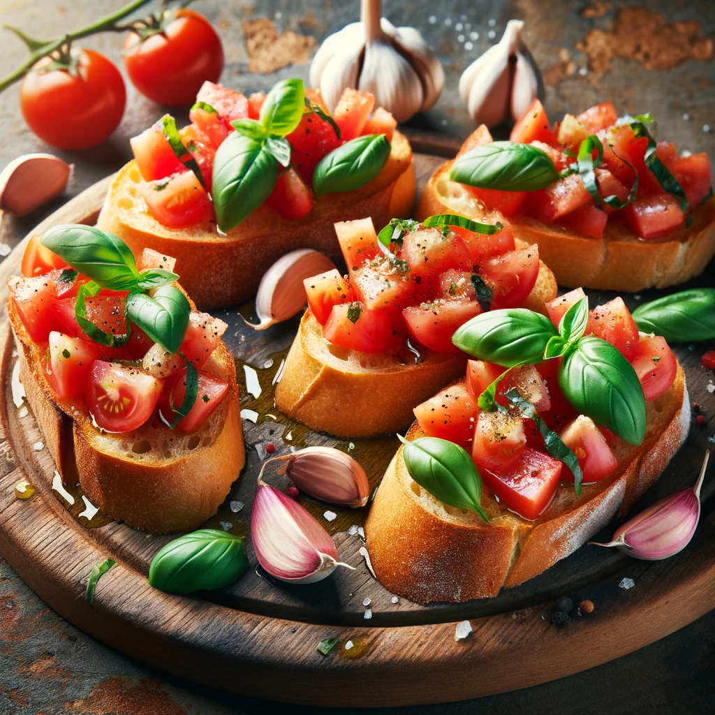 Bruschetta aux Tomates et Basilic